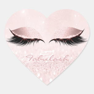 White Monogram Girly Glitter Pink Lashes Heart Heart Sticker