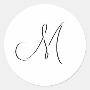 White Monogram M Wedding Invitation Seal