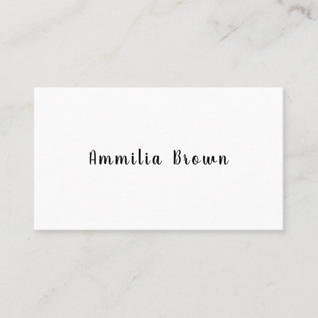 White Monogram | Modern Minimalist Script Design Business Card (Front)