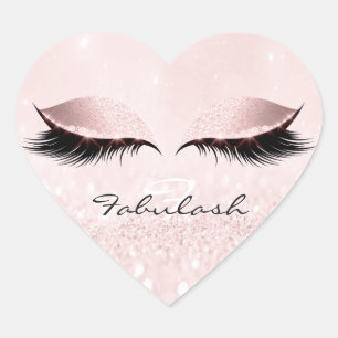 White Monogram Name Glitter Pink 16th Lashes Heart Sticker