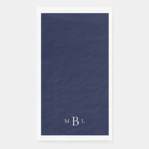 White Monogram Navy Wedding Napkins