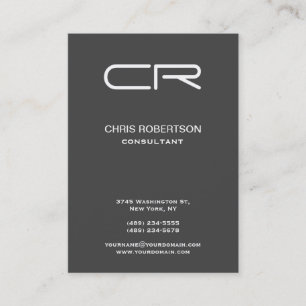 White Monogram Unique Modern Grey Business Card