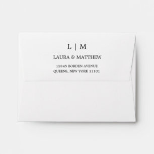 White Monogram Wedding Invitation Envelope