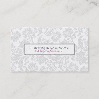 White Monotones Clean Floral Damasks 2 Business Card