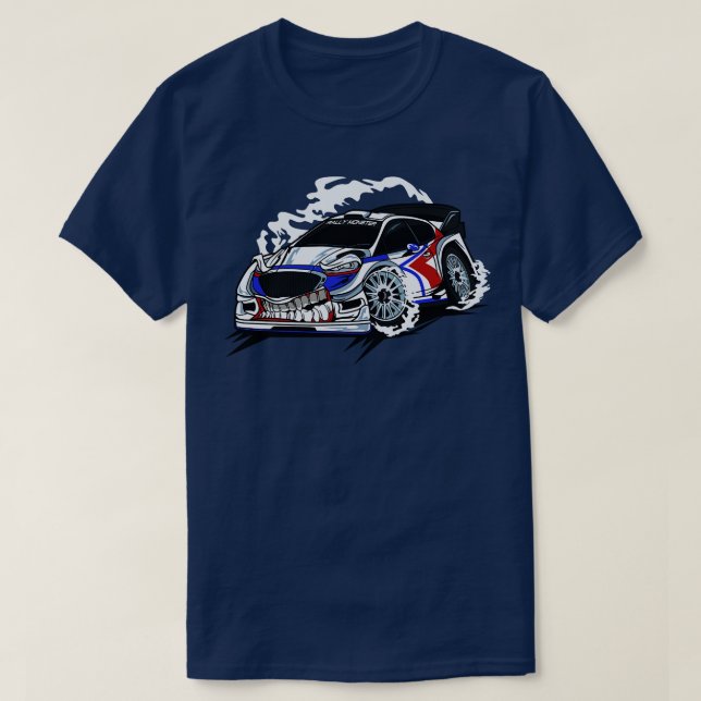 WHITE MONSTER RALLY CAR T-Shirt (Design Front)