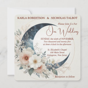 White Moonflower Floral Wedding Invitation