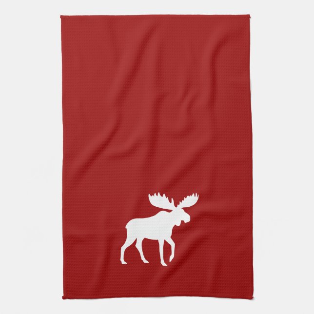 White Moose Silhouette Tea Towel (Vertical)