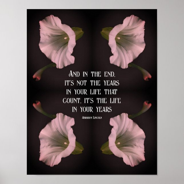 White Morning Glory Flower Abstract Inspirational Poster (Front)