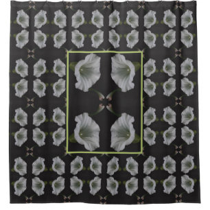 White Morning Glory Flower Abstract Pattern    Shower Curtain