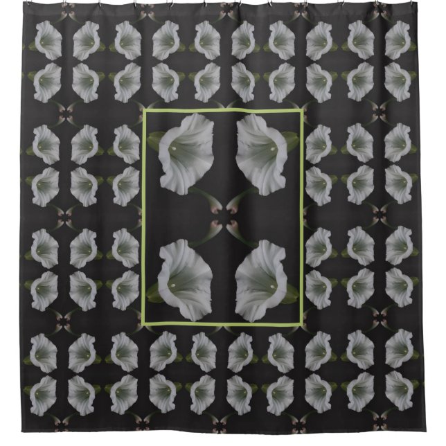 White Morning Glory Flower Abstract Pattern    Shower Curtain (Front)