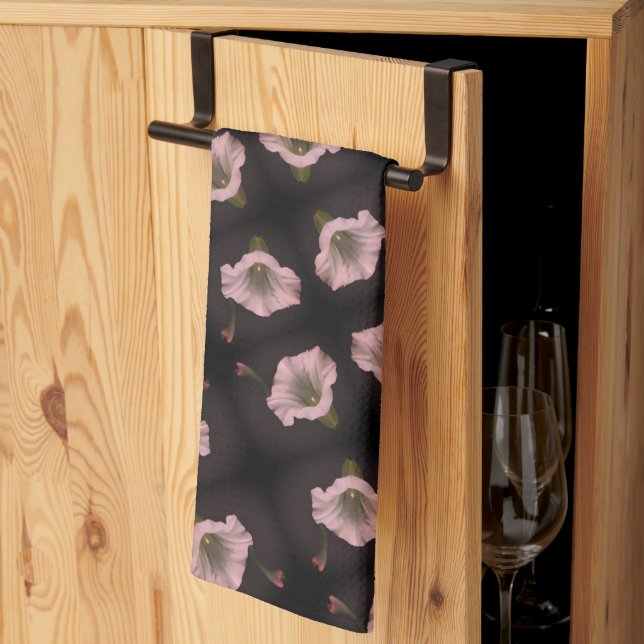 White Morning Glory Flower Close Up Pattern    Tea Towel (Thirds Fold)