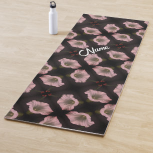 White Morning Glory Flower Pattern Personalised Yoga Mat