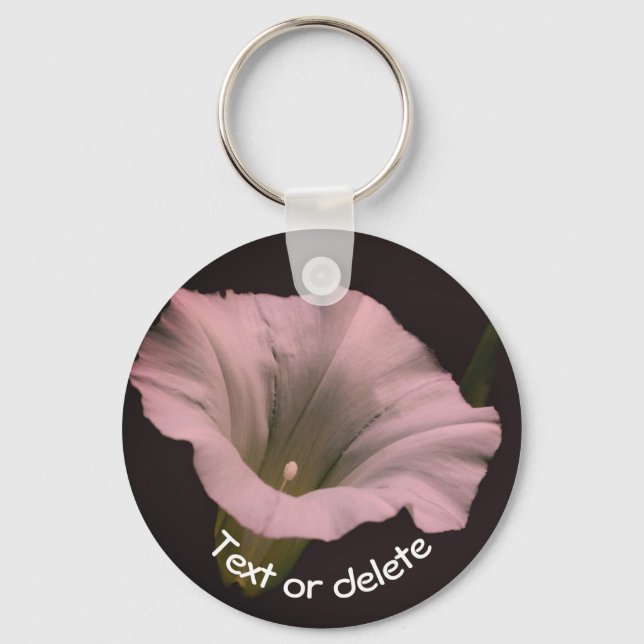 White Morning Glory Flower Personalised Key Ring (Front)