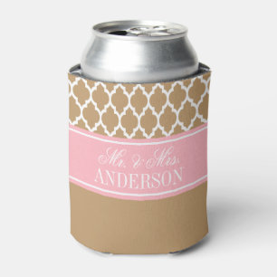 White Moroccan #4 CB Pink Wedding Can Cooler