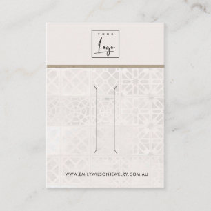 WHITE MOROCCAN TILE TEXTURE HAIR CLIP DISPLAY CARD