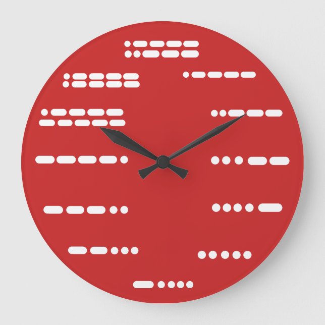 White Morse Code Wall Clock  With All 12 Numbers (Front)