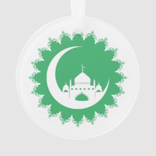 White Mosque in Crescent Moon Ramadan Ornament