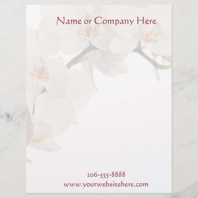 White Moth Orchid Personalised Letterhead (Front)