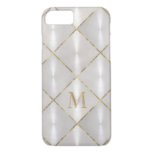 White Mother of Pearl with Gold Monogram iPhone 8/7 Case