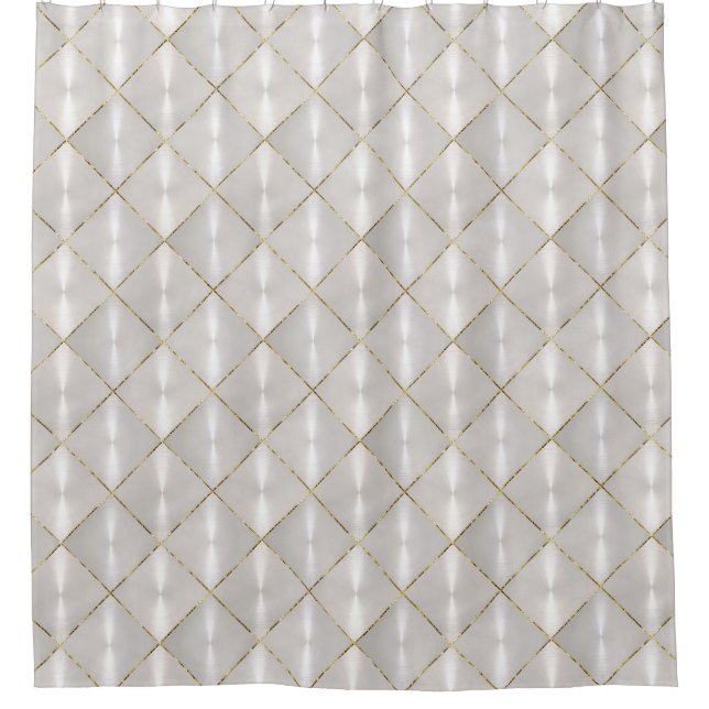 White Mother of Pearl with Gold Shower Curtain (Front)