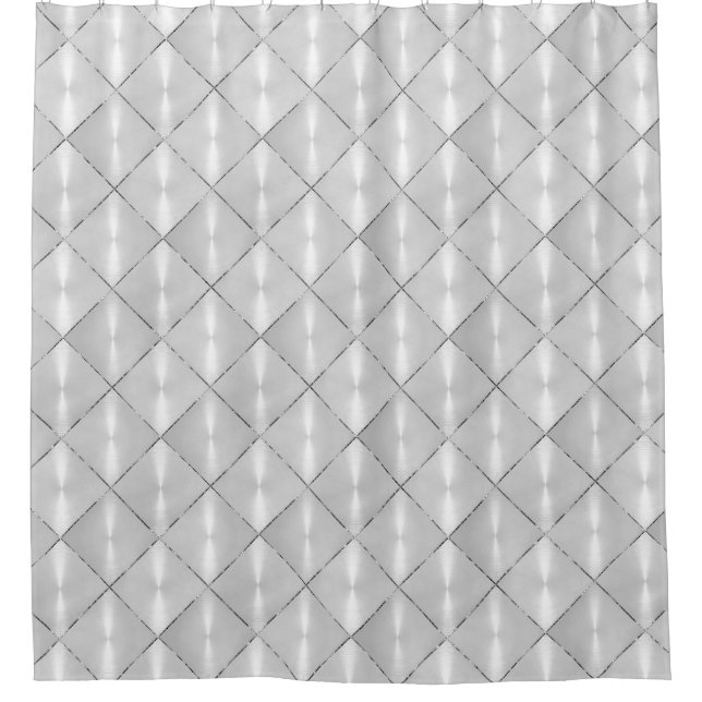 White Mother of Pearl with Silver Shower Curtain (Front)