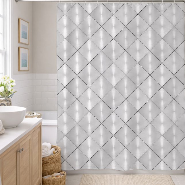 White Mother of Pearl with Silver Shower Curtain (Creator Uploaded)