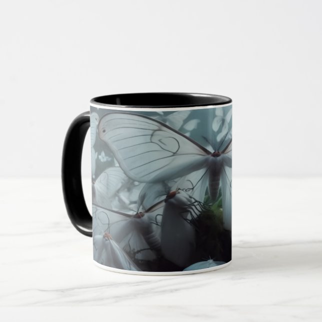 White Moths Swarm Coffee Mug (Front Left)