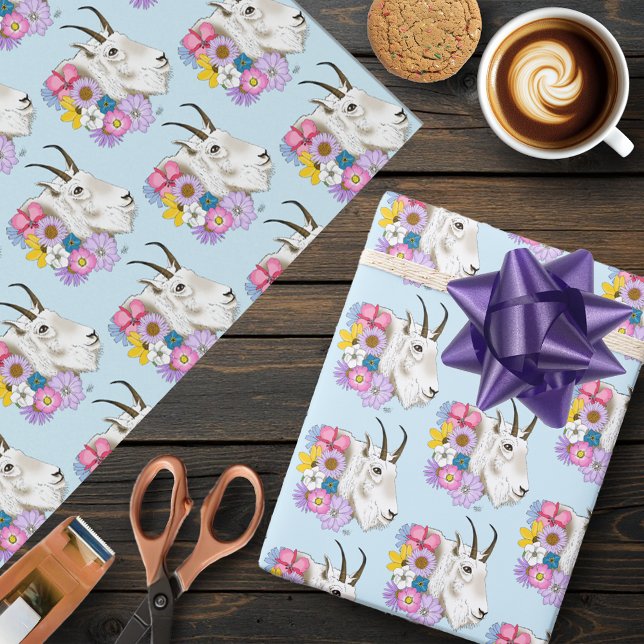 White Mountain Goat Flowers  Wrapping Paper (Creator Uploaded)