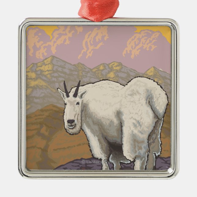 White Mountain GoatUtah Metal Tree Decoration (Front)