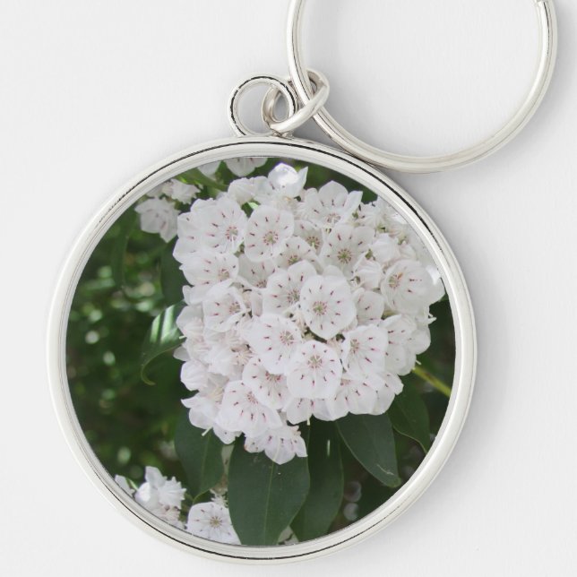 White Mountain Laurel Floral Button Keychain (Front)