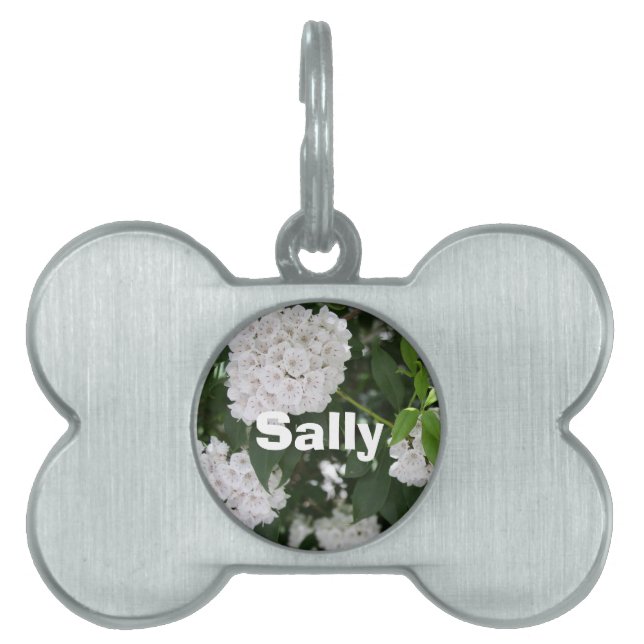 White Mountain Laurel Flowers Pet Name Tag (Front)