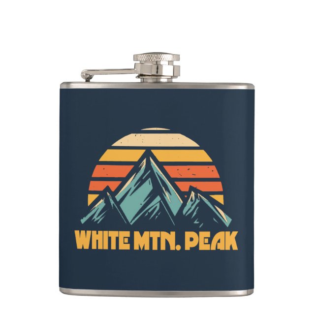 White Mountain Peak California Retro Turquoise Hip Flask (Front)