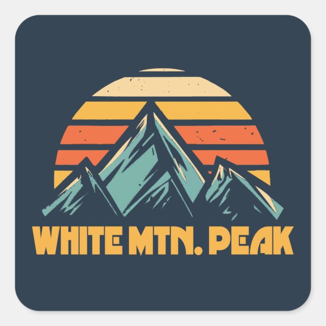 White Mountain Peak California Retro Turquoise Square Sticker (Front)