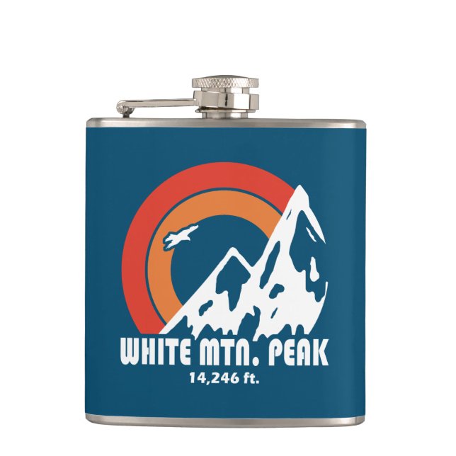 White Mountain Peak California Sun Eagle Hip Flask (Front)