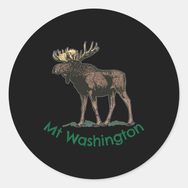 White Mountains Mt Washington New Hampshire Moose  Classic Round Sticker (Front)