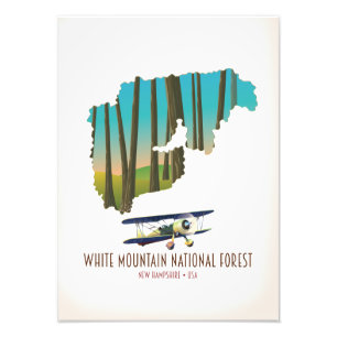 White mountains national forest USA map Photo Print