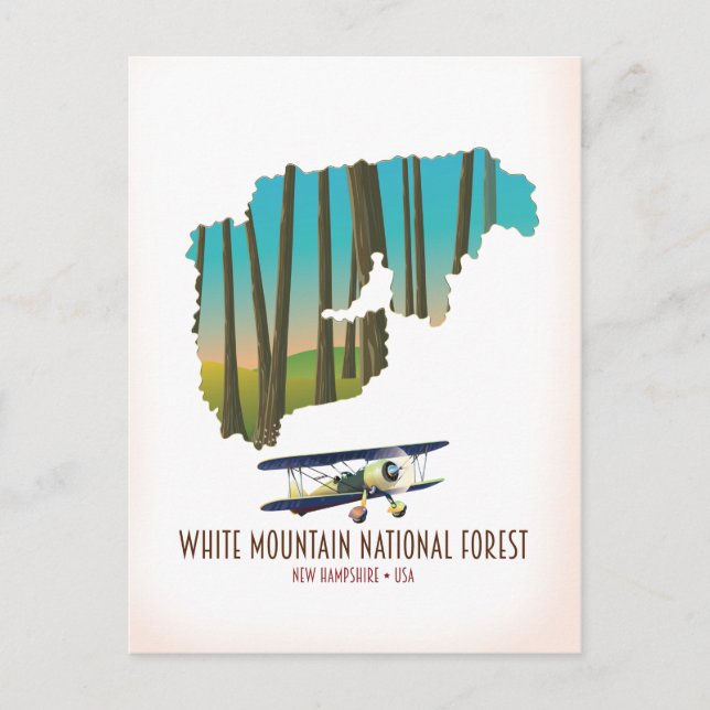 White mountains national forest USA map Postcard (Front)
