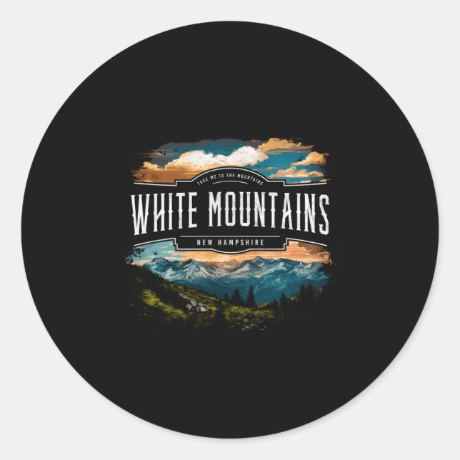 White Mountains New Hampshire Hiking Outdoors Vint Classic Round Sticker (Front)