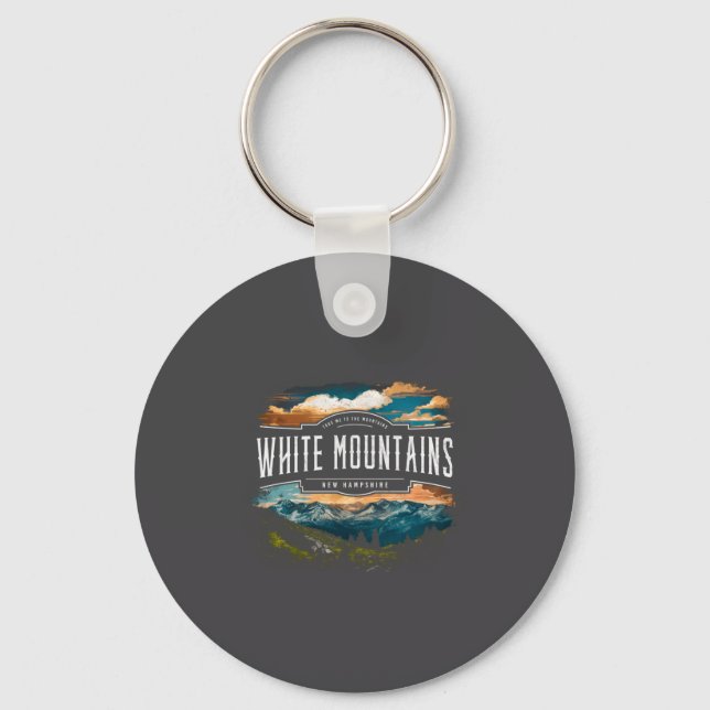 White Mountains New Hampshire Hiking Outdoors Vint Key Ring (Front)