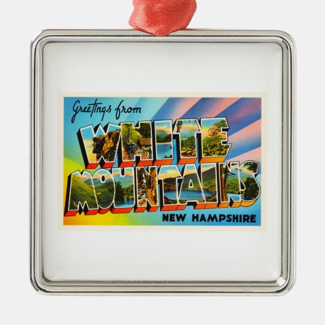White Mountains New Hampshire NH Travel Souvenir Metal Tree Decoration (Front)