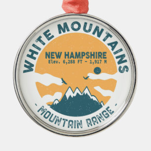 White Mountains New Hampshire - Retro Vintage Metal Tree Decoration