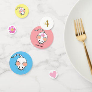 White mouse cartoon Birthday Confetti