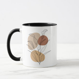 white mug ceramic with leaves mockup