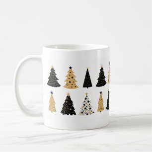 White Mug/Cups in Black and Gold Christmas Tree Coffee Mug
