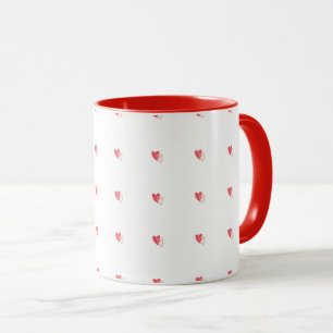 White Mug – Small Red Hearts with Filled Centers