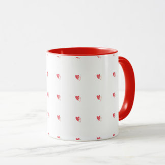 White Mug – Small Red Hearts with Filled Centers