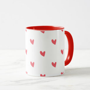 White Mug – Wavy Red Hearts