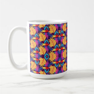 White mug with a vibrant pattern of orange