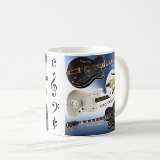 White Mug with Beautiful Electric Guitars Decor
