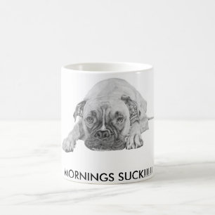 White mug with Boxer dog picture